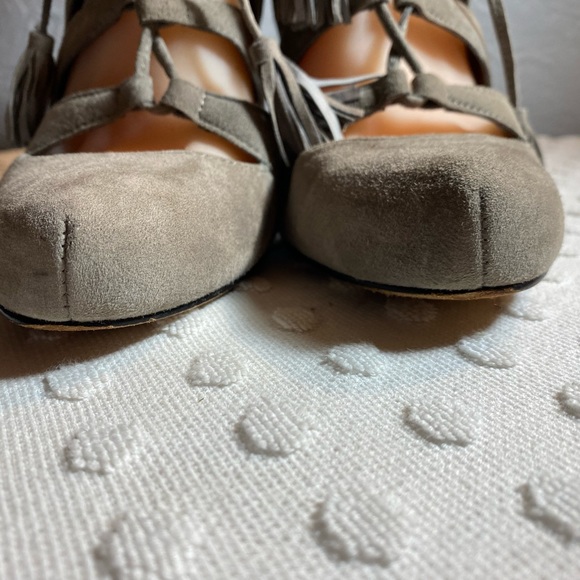 Plenty by Tracy Reese Paola Gray Lace Up Heels with Tassel Detail - Picture 3 of 16